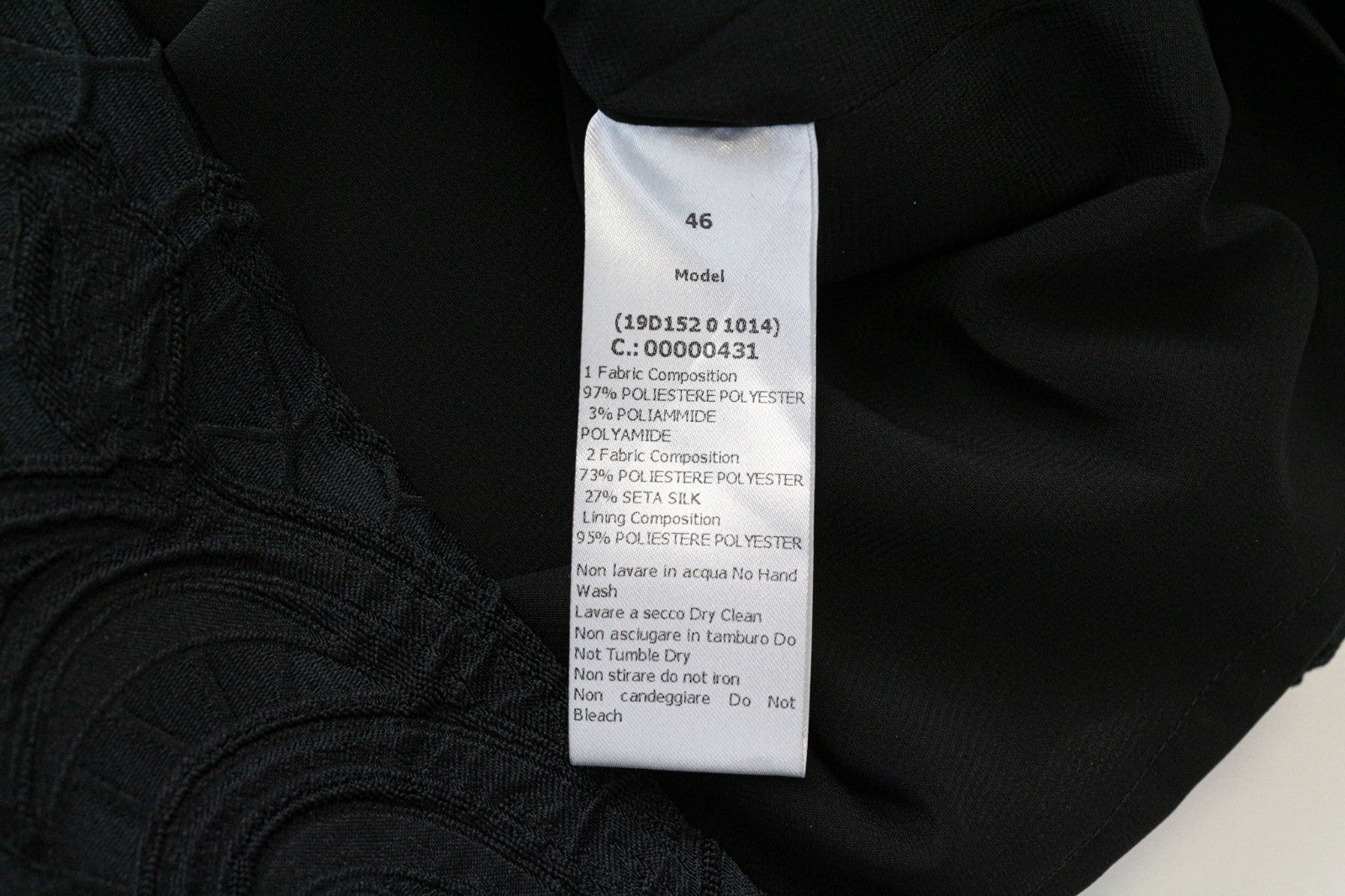 CHRISTIAN PELIZZARI Women Dress IT46 Black Off-Shoulder Ruffled Embroidered
