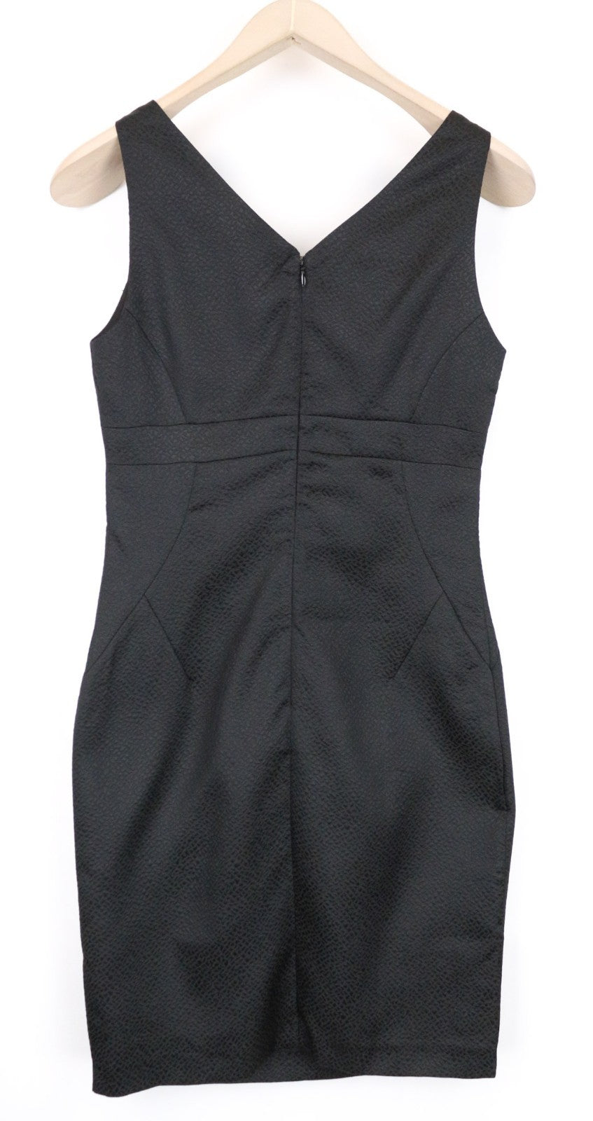 STEFANEL Women Dress EU34 Black Sleeveless V-Neck Textured Bodycon Short Classic