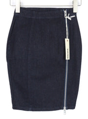 DIESEL DE-TRAX GONNA 0EALB Women Skirt W23 Dark Blue Denim-Like Pencil Zipped