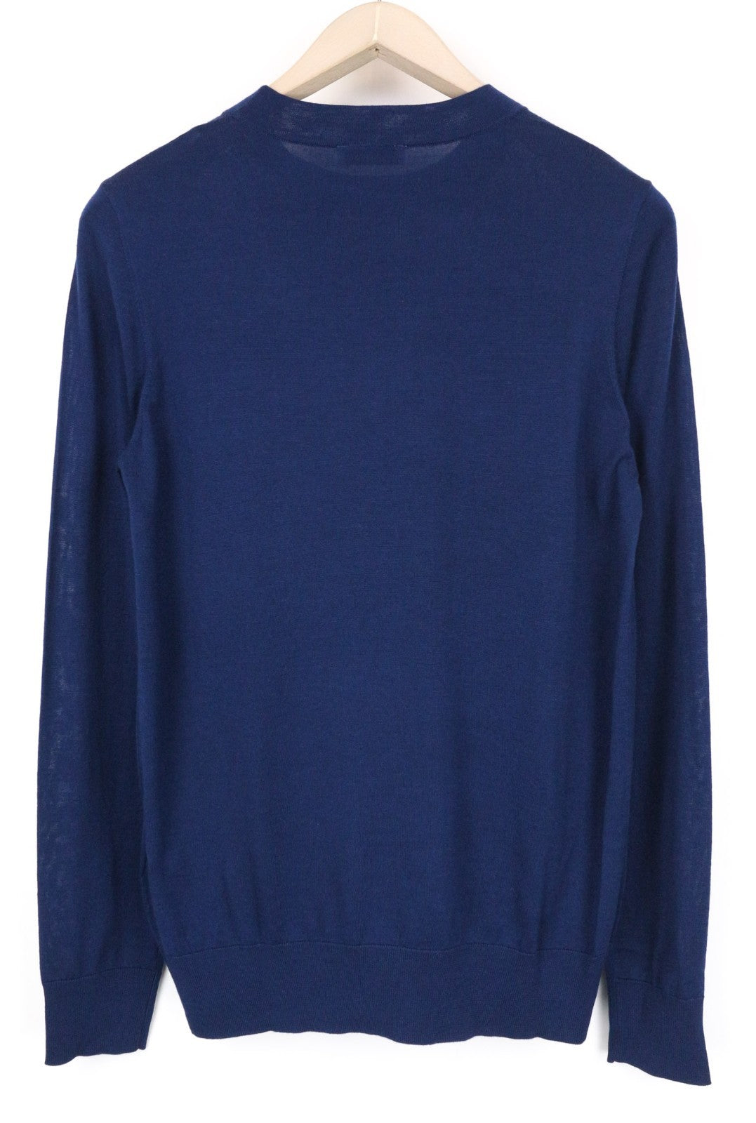 SANDRO Men Jumper XS Nay Blue Slim Sweater Crew Neck Tight-Knitted Pure Wool