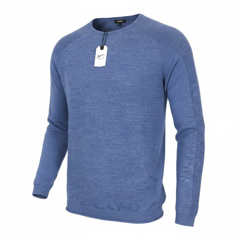 DENHAM Carver Men Jumper XS Blue Marl Sweater Crew Neck Melange Knit Cotton