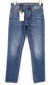 DENHAM Drill Men Jeans W27/L32 Blue Slim Tapered Fit Classic Buttoned Stretch