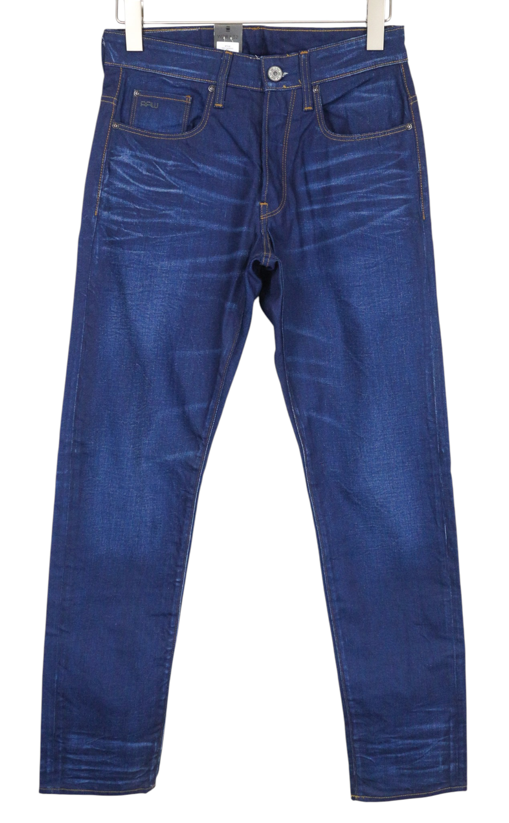 G-STAR RAW Men Jeans W28/L32 Dark Blue Tapered Fit Buttoned Stretch Whiskered