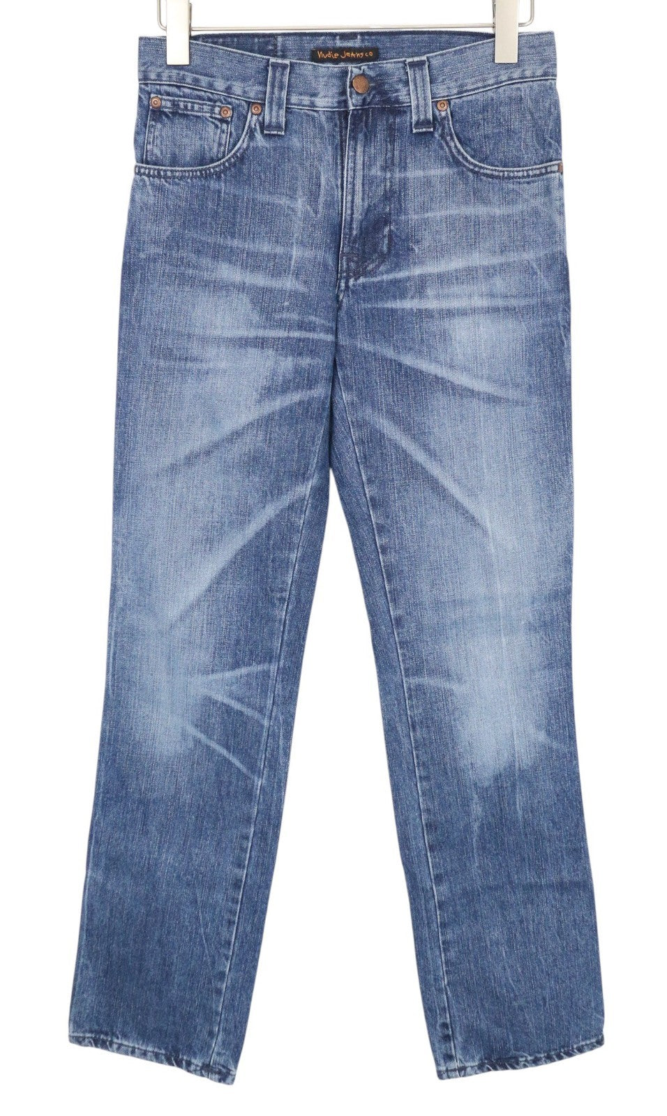 NUDIE JEANS Slim Jim Men Jeans W30/L32 Mid Blue Non-Stretch Cotton Zippered