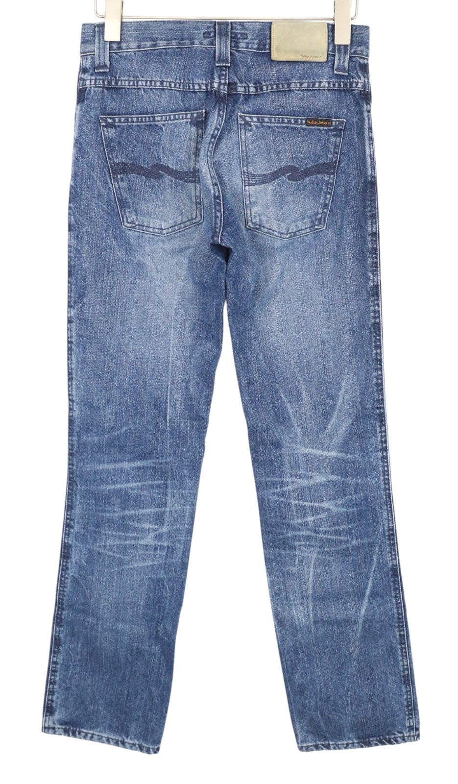 NUDIE JEANS Slim Jim Men Jeans W30/L32 Mid Blue Non-Stretch Cotton Zippered