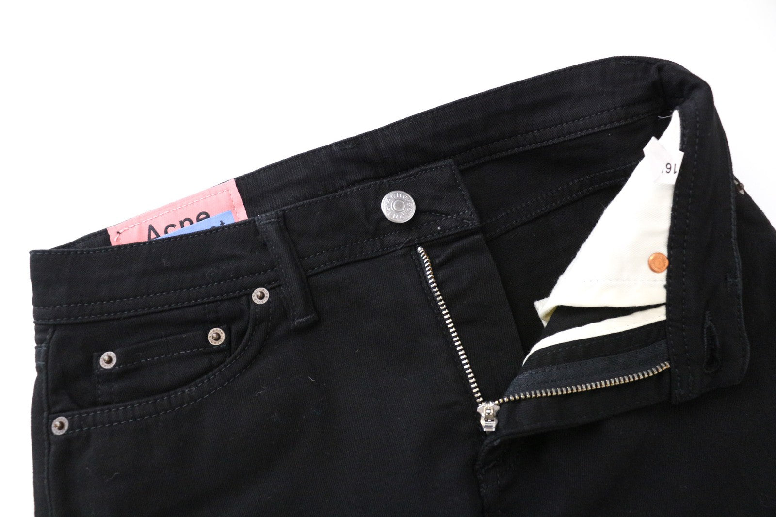 ACNE STUDIOS Women Jeans W25/L32 Solid Black Denim Skinny Fitted Classic Stretch