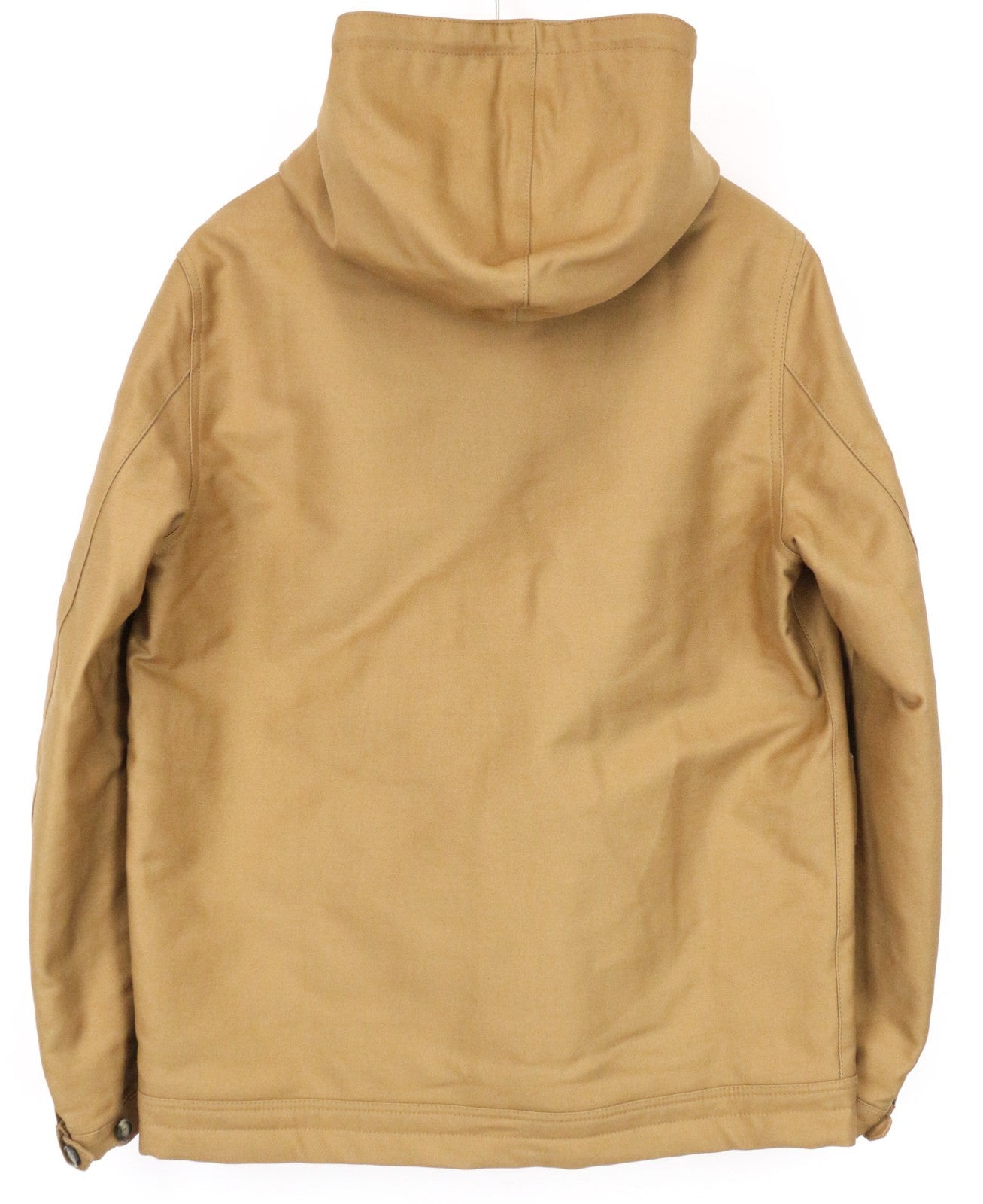 SANDRO Men Jacket S Camel Brown Hooded Parka Deck Pure Cotton Lined Classic