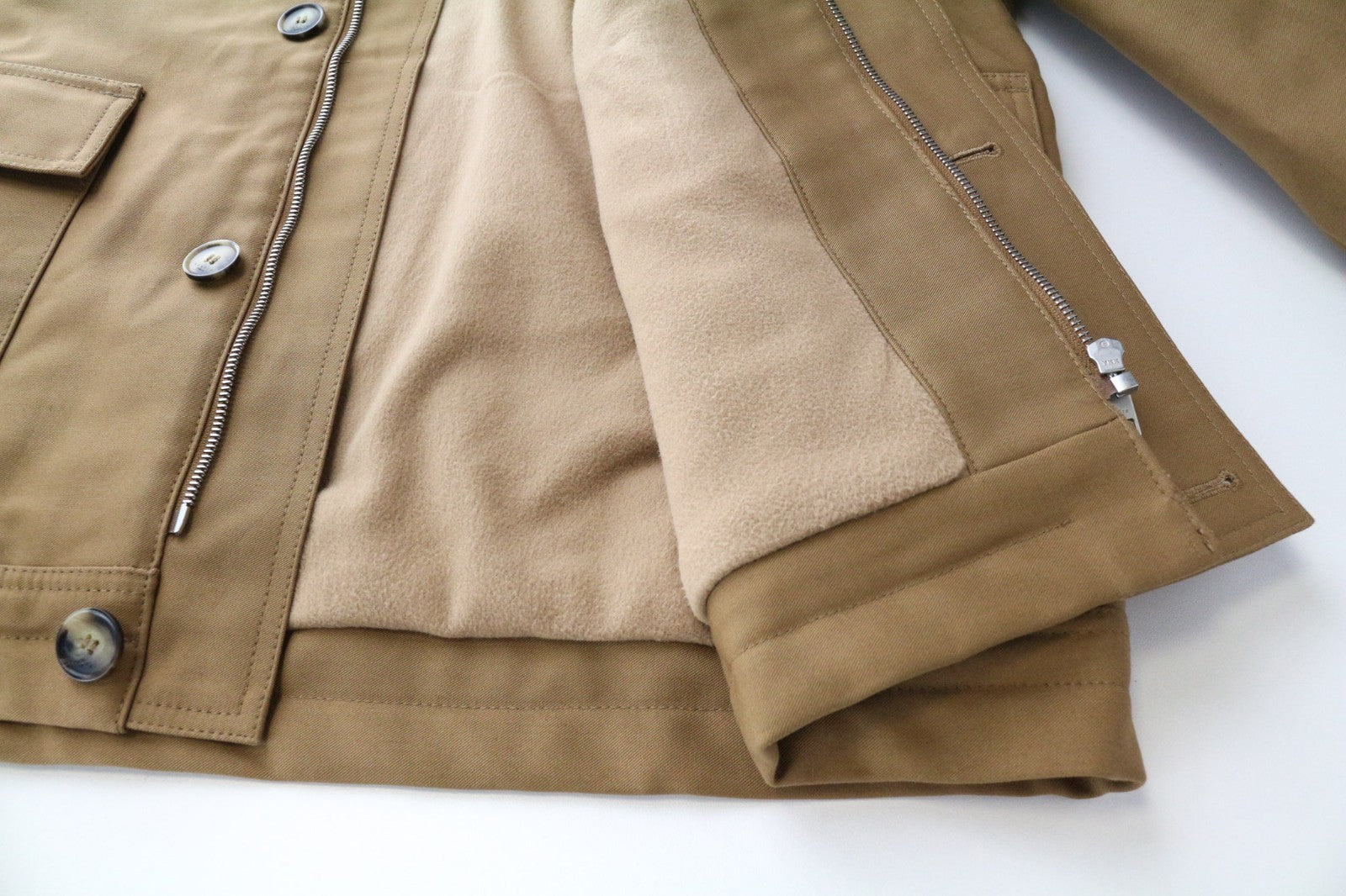 SANDRO Men Jacket S Camel Brown Hooded Parka Deck Pure Cotton Lined Classic