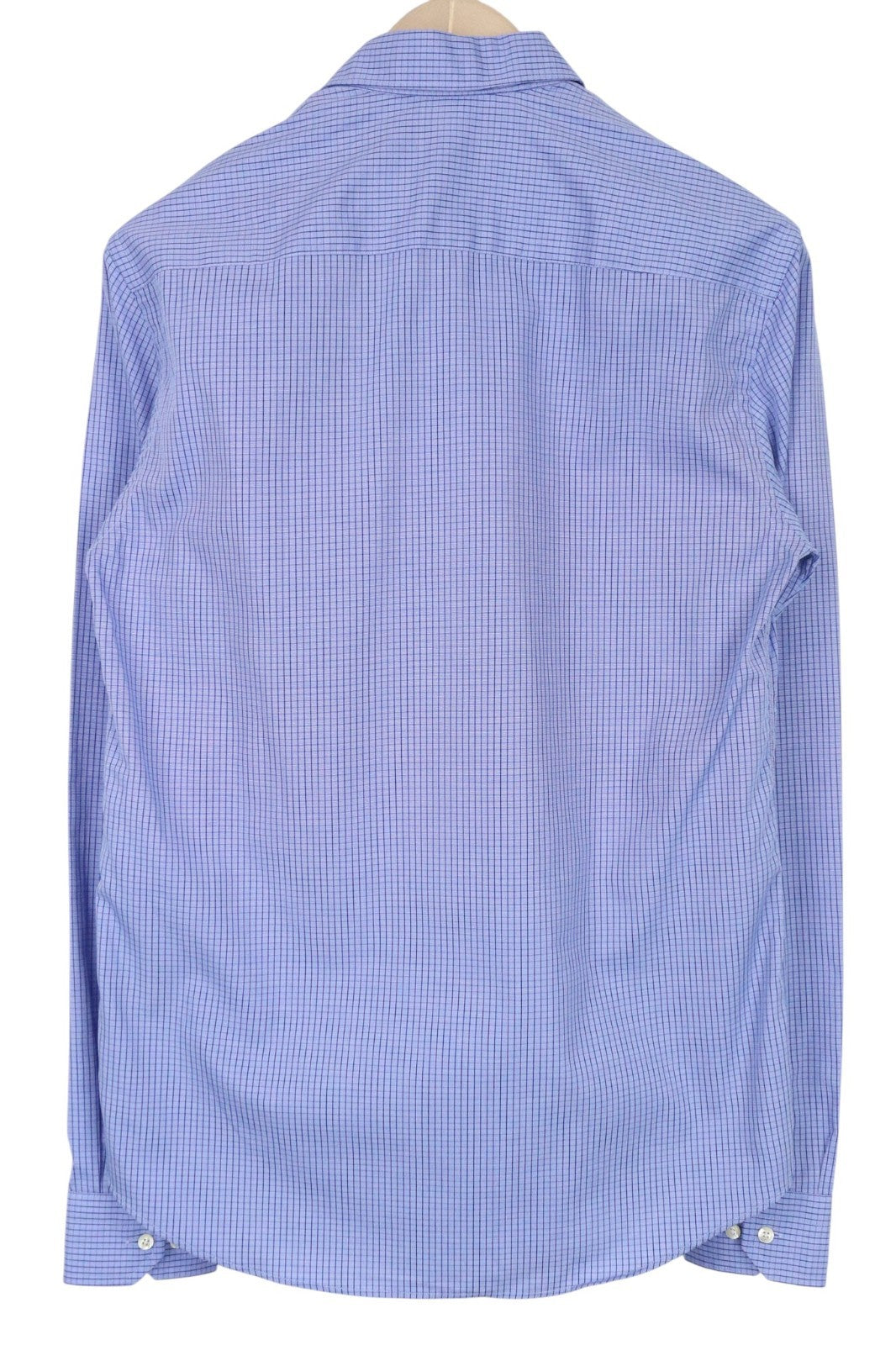 SCOTCH & SODA Men Shirt S Blue Checked Print Classic Pure Cotton Button Up
