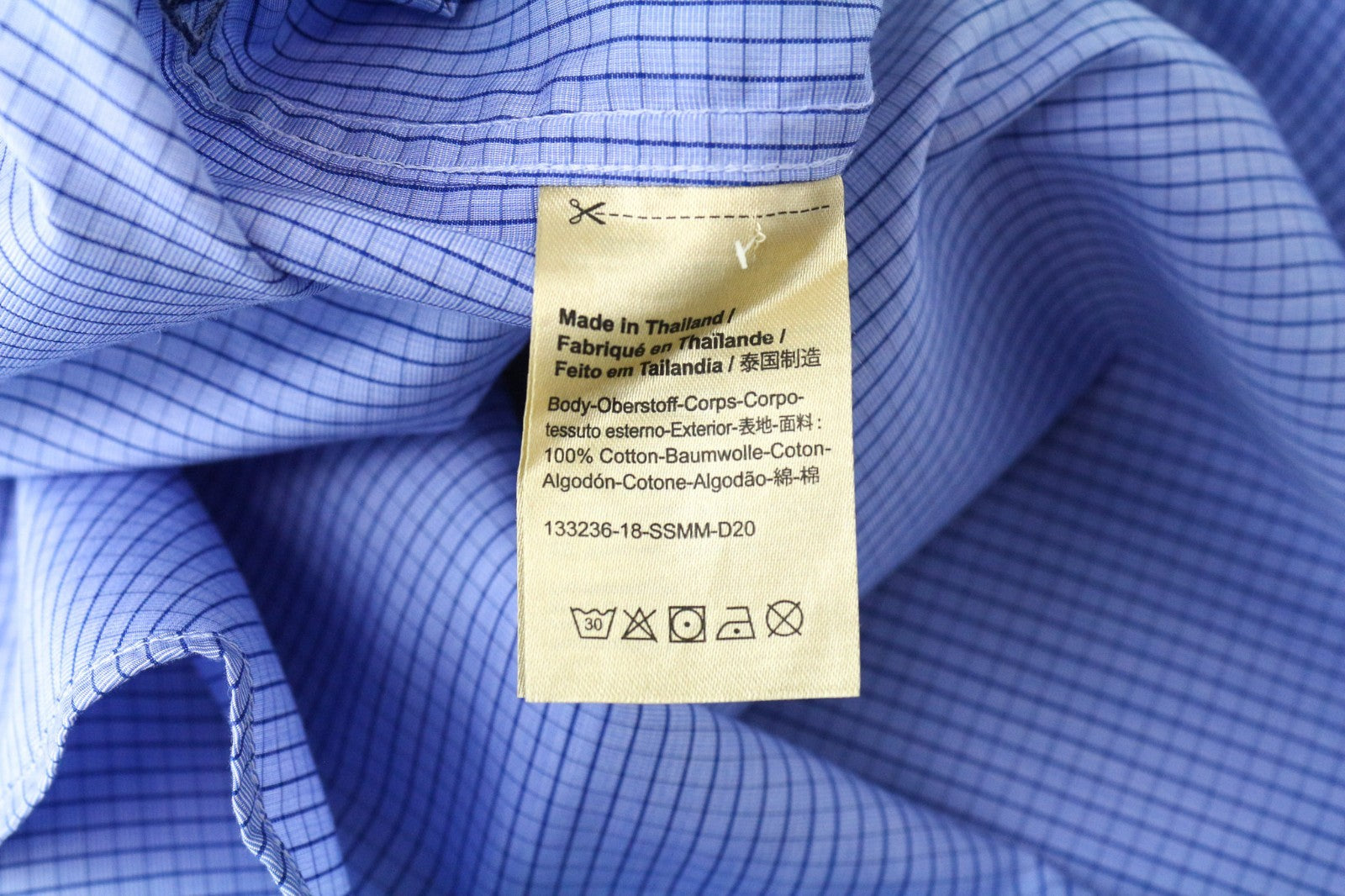 SCOTCH & SODA Men Shirt S Blue Checked Print Classic Pure Cotton Button Up