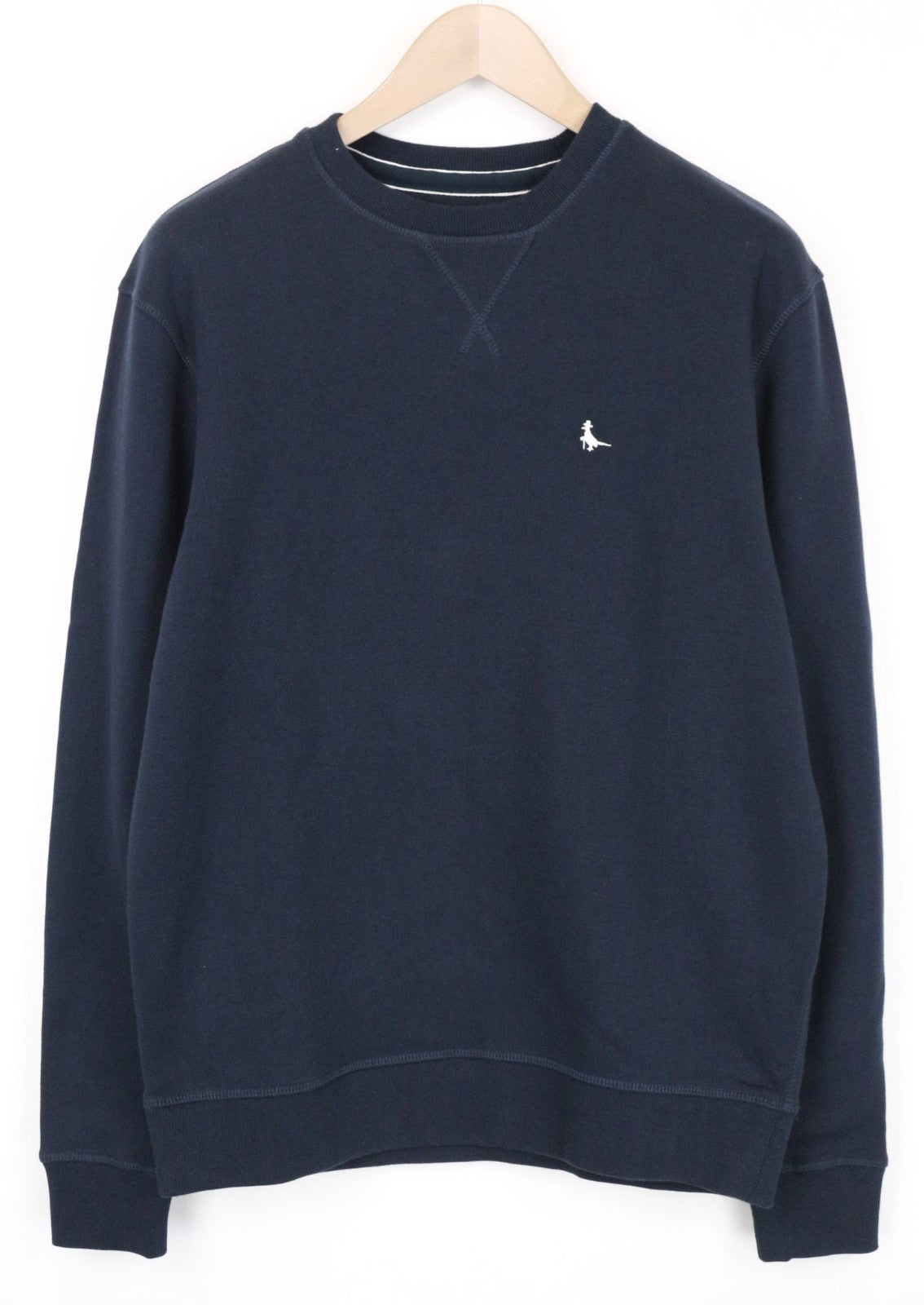 JACK WILLS Men Sweatshirt S Navy Blue Crew Neck Jersey Brushed Fleece Cotton