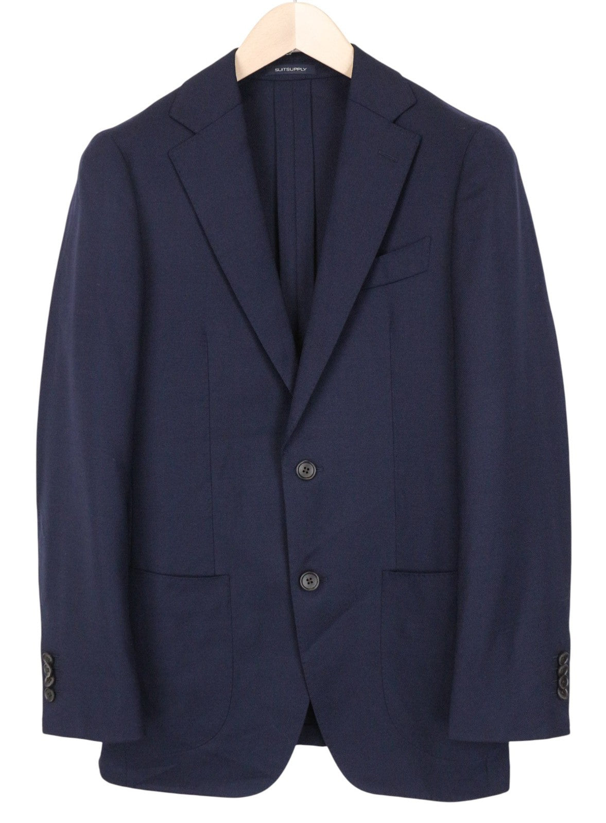 SUITSUPPLY Havana Patch Men Suit UK34R Blue 2-Piece Slim Wool Stretch Unlined