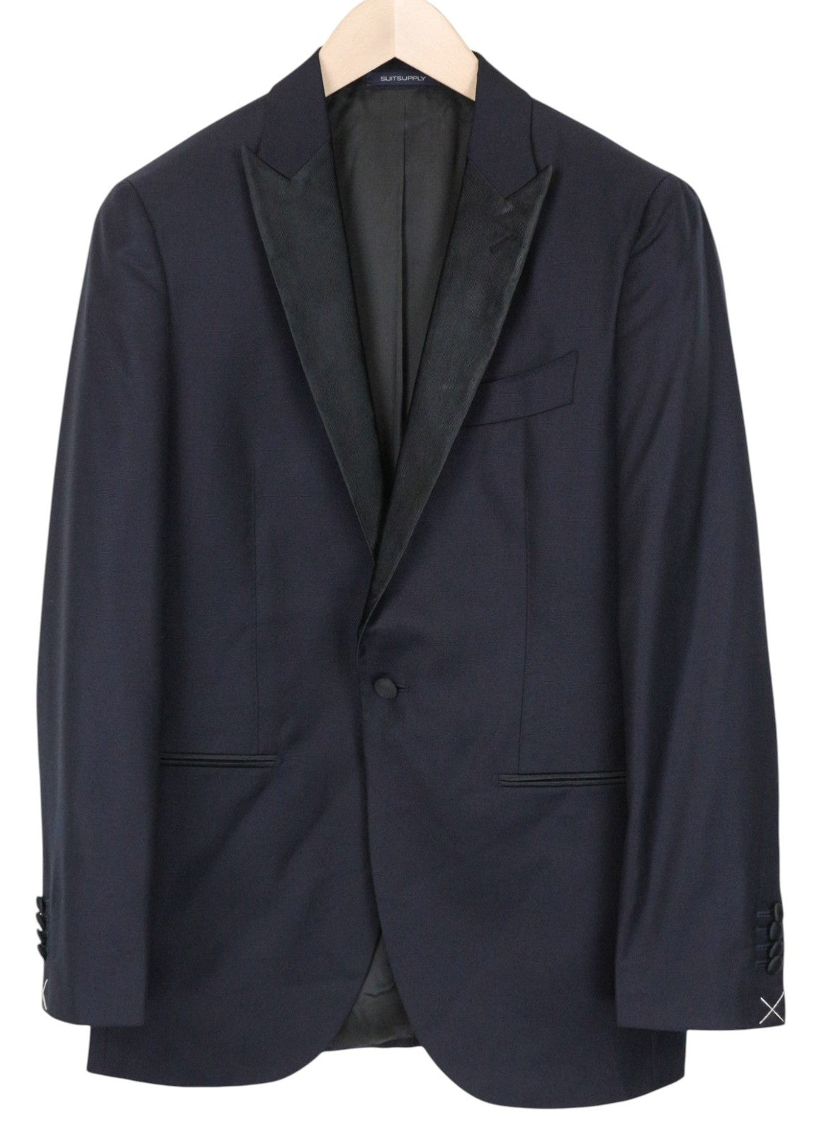 SUITSUPPLY La Spalla Men Suit UK36R Wool S130s Tuxedo Navy Blue 3-Piece Slim