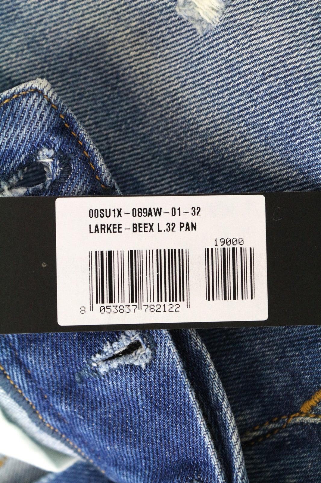 DIESEL Larkee-Beex 089AW Men Jeans W32/L32 Blue Regular Tapered Distress Stretch