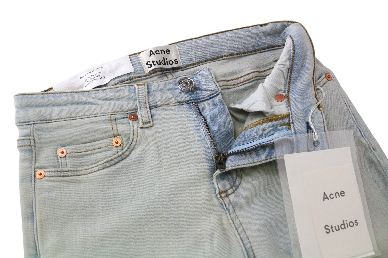 ACNE STUDIOS Skin 5 Pocket Women Jeans W25/L34 Light Blue Skinny Fitted Stretch