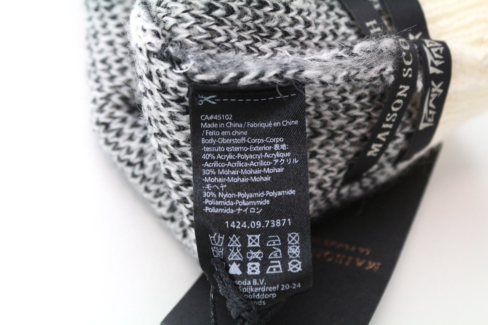 MAISON SCOTCH Women Hat One Size Off-White Beanie 2-Pack Wool Mohair Stars Knit