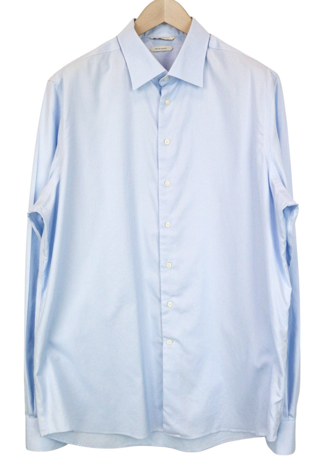SUITSUPPLY Men Shirt 45L/17 3/4L Slim Pure Cotton Blue Long Sleeved Classic