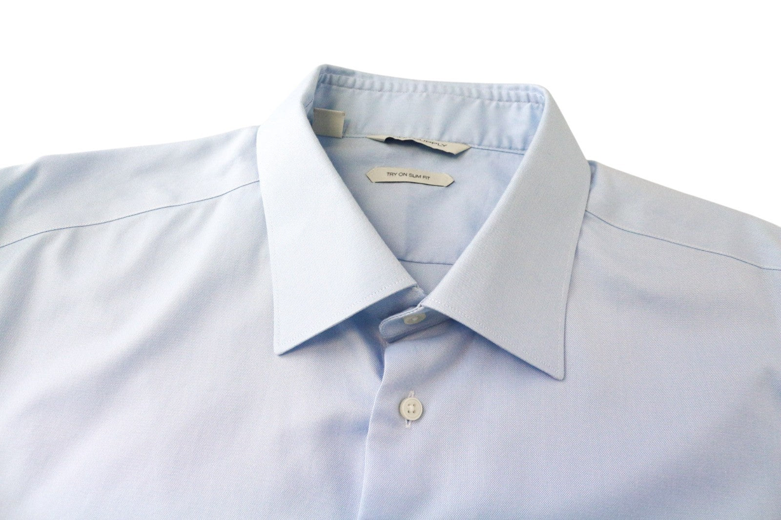SUITSUPPLY Men Shirt 45L/17 3/4L Slim Pure Cotton Blue Long Sleeved Classic
