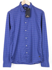 SCOTCH & SODA Ams Couture Men Shirt M Blue Pure Cotton Patterned Long Sleeved
