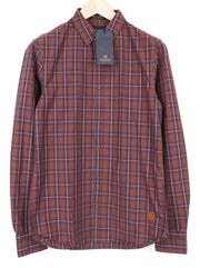SCOTCH & SODA Ams Couture Men Shirt S Pure Cotton Purple Brown Checked Pattern