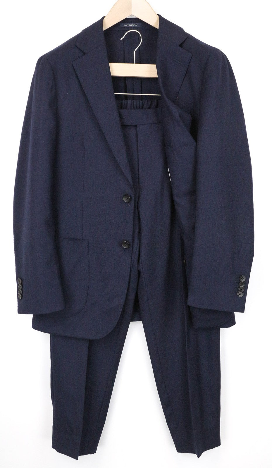 SUITSUPPLY Havana Men Suit UK38S Formal Wool Stretch Unlined Blue Slim 2 Piece