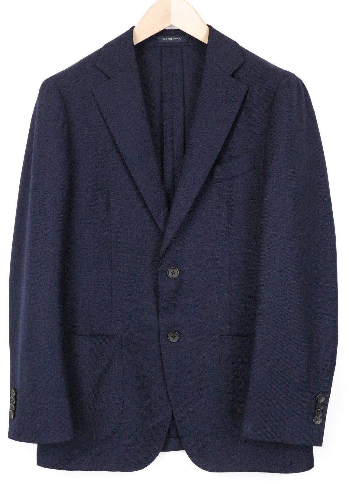 SUITSUPPLY Havana Men Suit UK38S Formal Wool Stretch Unlined Blue Slim 2 Piece