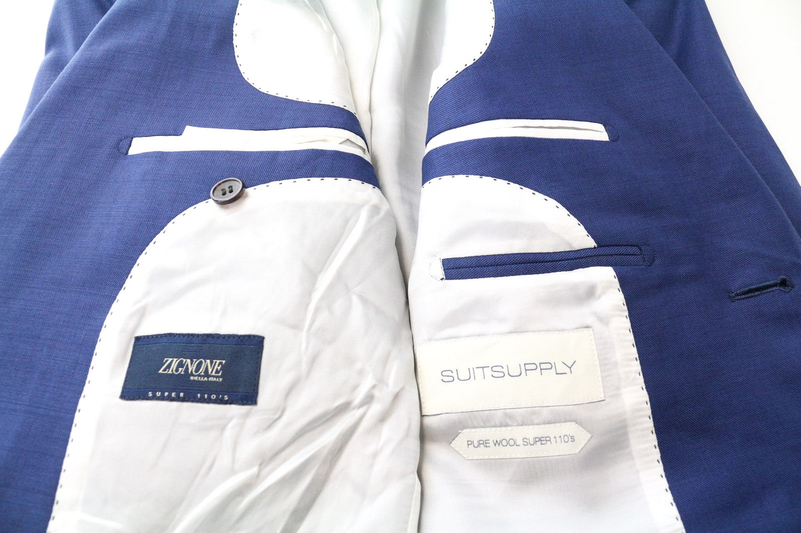 SUITSUPPLY Napoli Men Suit UK36R Single-Breasted Wool Super 110's Blue 2 Piece