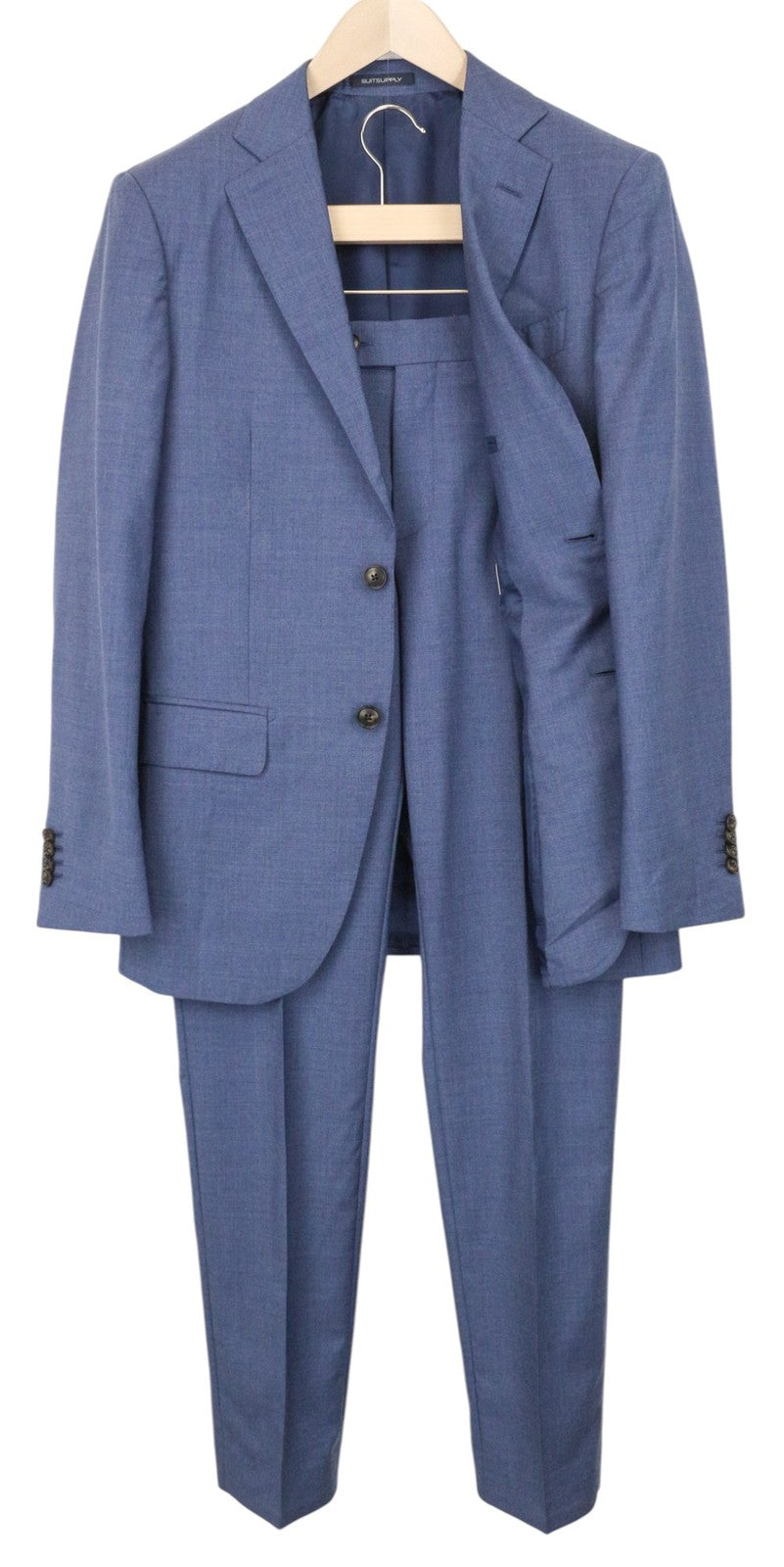 SUITSUPPLY Napoli Men Suit UK34R Pure Wool Super 110's Blue Lined 2 Piece