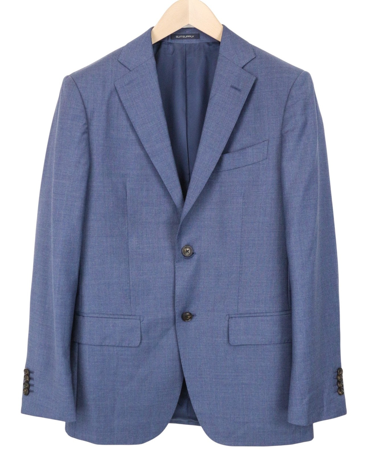 SUITSUPPLY Napoli Men Suit UK34R Pure Wool Super 110's Blue Lined 2 Piece
