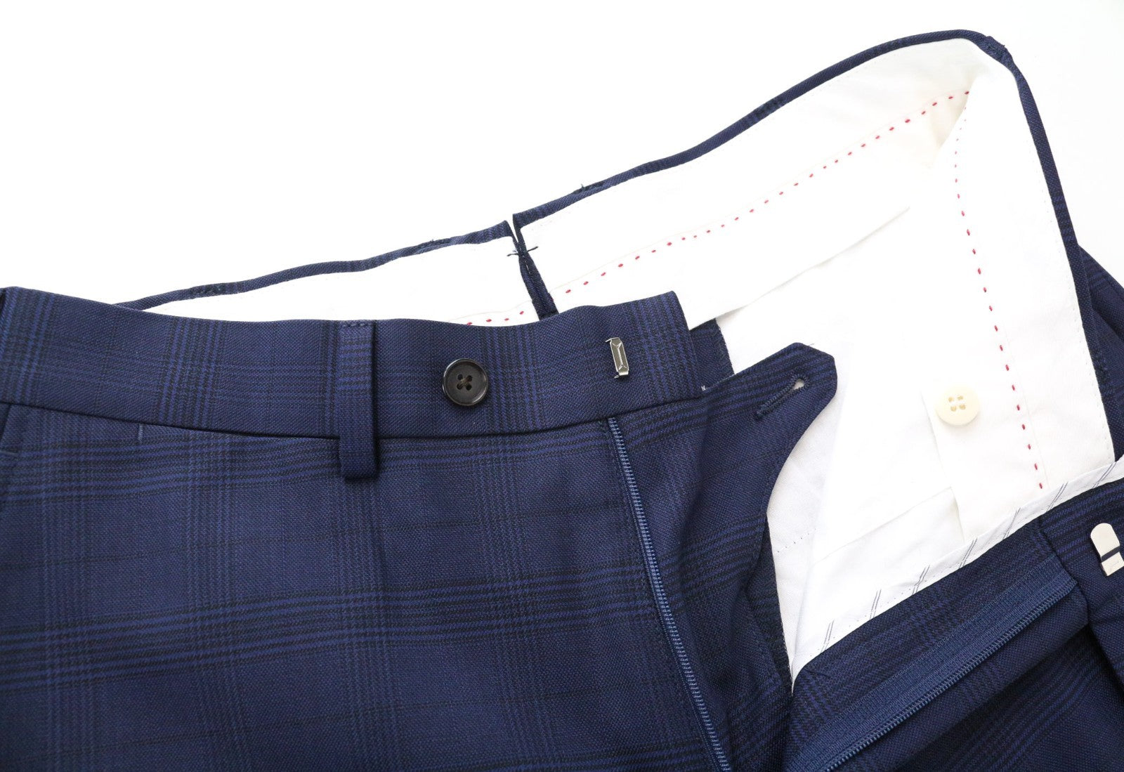 SUITSUPPLY Unspecified Men Trousers 44 Blue Checked Pattern Pleated Front Formal
