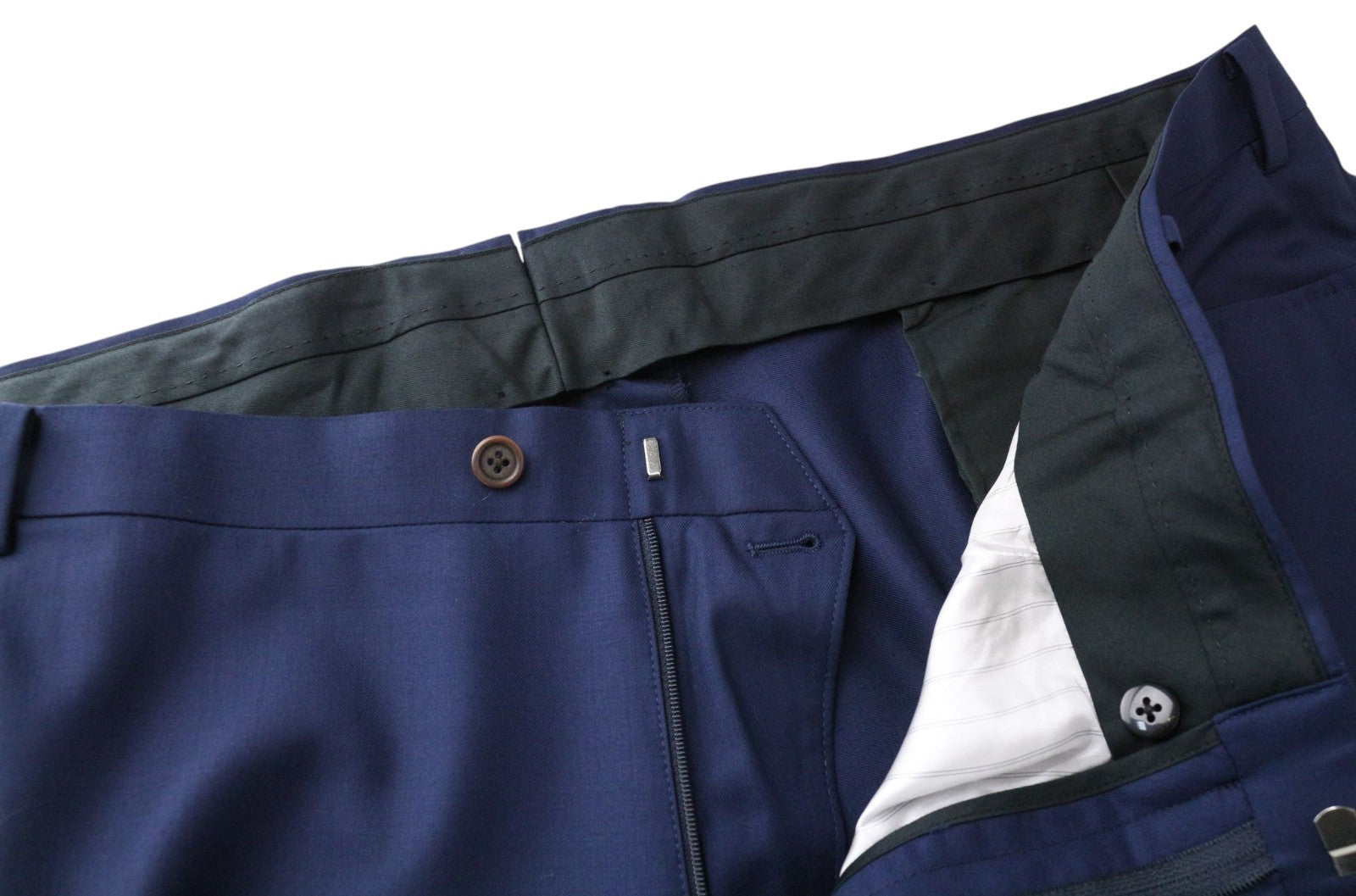SUITSUPPLY Lazio Men Trousers UK54S Blue Pure Wool Pleated Front Formal