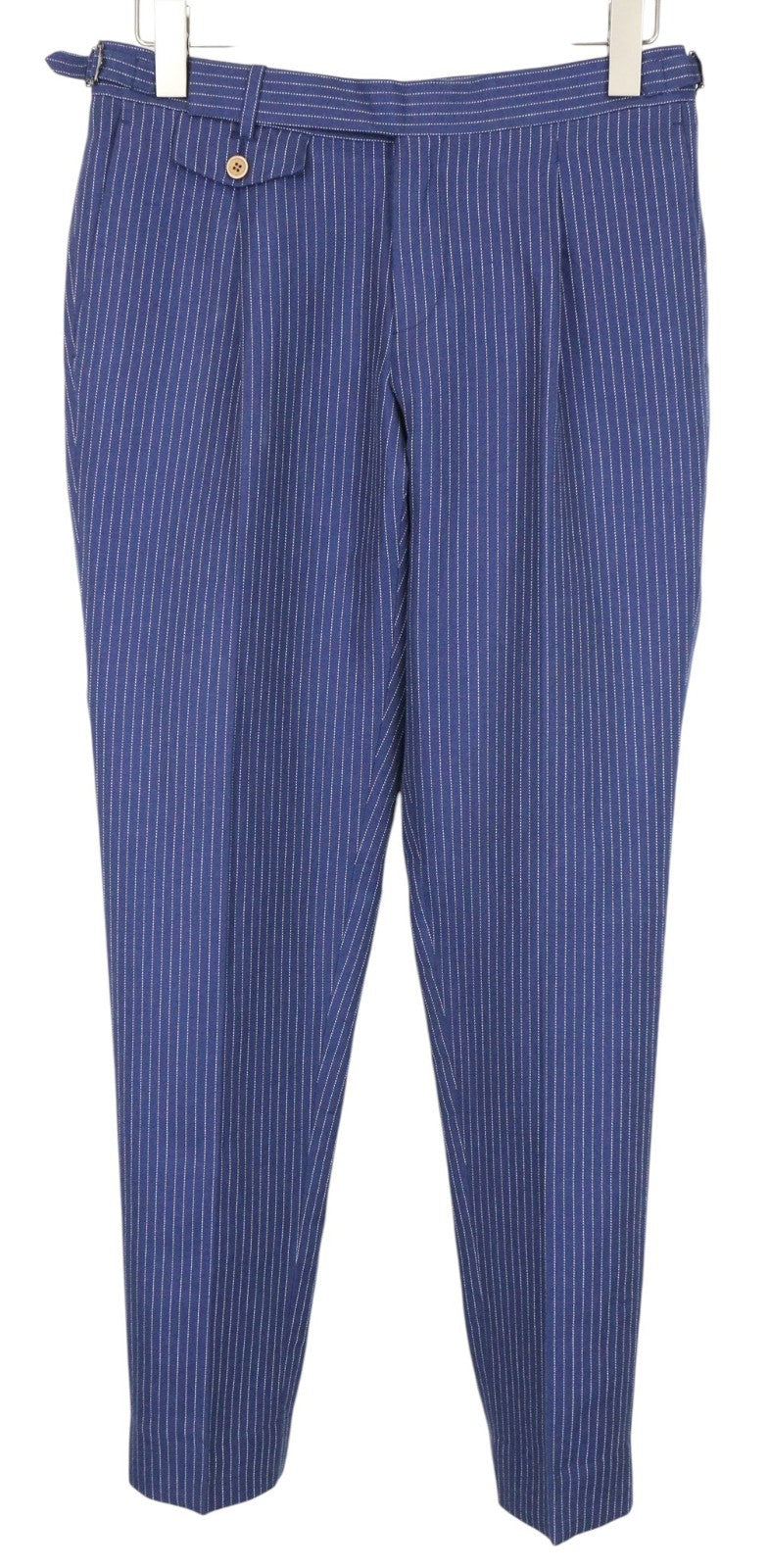 SUITSUPPLY Brentwood Men Trousers UK38R Blue Linen Cotton Striped Pleated