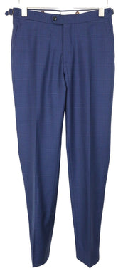 SUITSUPPLY La Spalla Men Trousers UK34R Blue Pure Wool Checked Pleated Formal