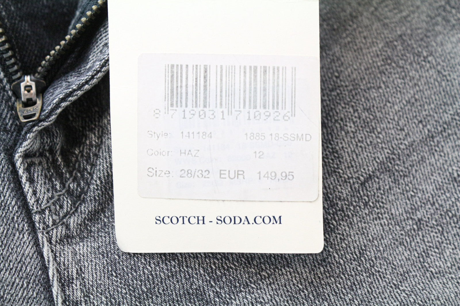 SCOTCH & SODA Skim X Women Jeans W28/L32 Skinny Grey Cotton Stretch Ripped Knee