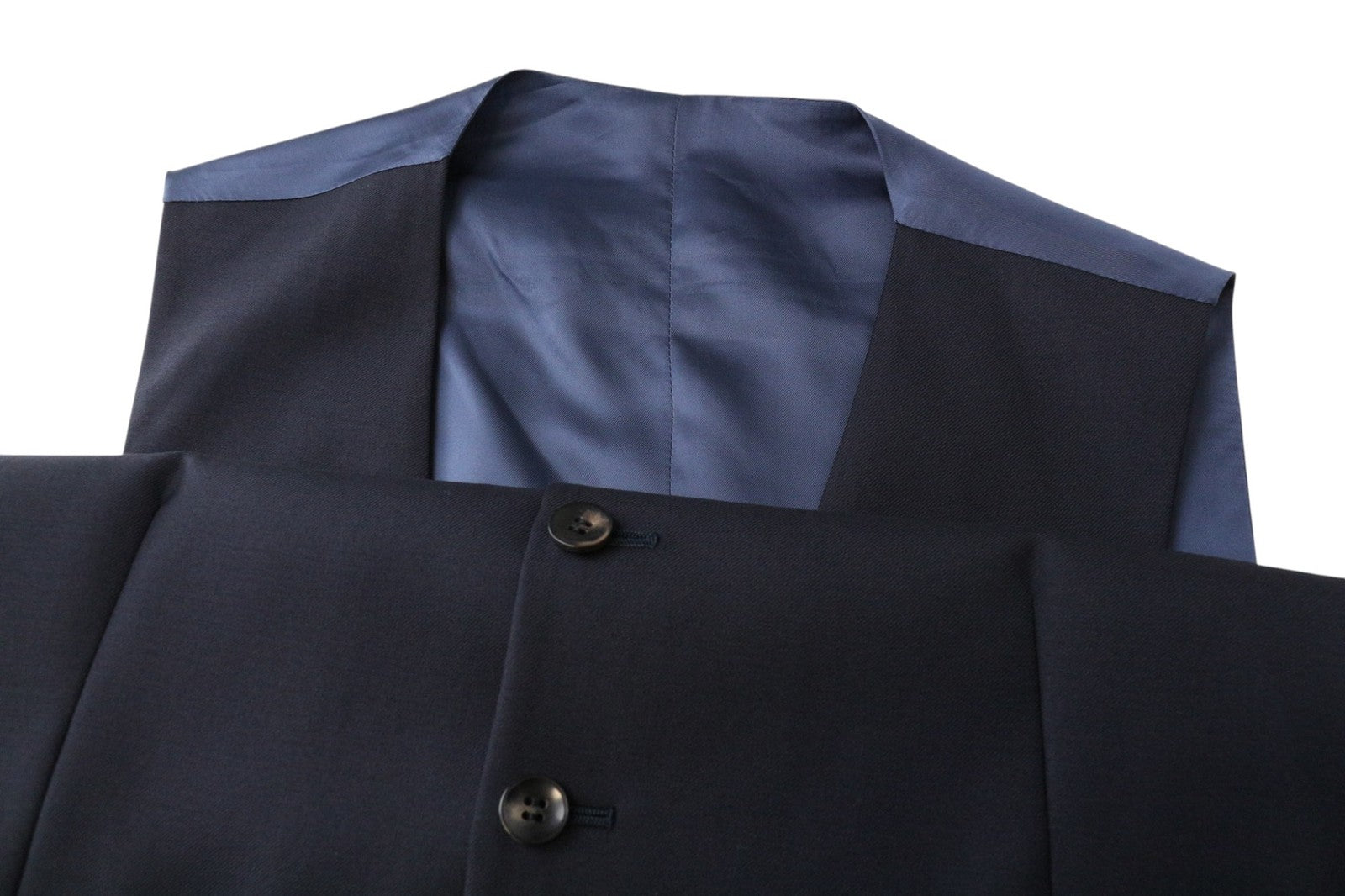 SUITSUPPLY Ferrara Men Suit UK34R Waistcoat Trousers Pure Wool Navy 2 Piece