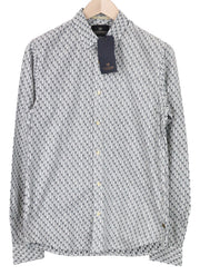 SCOTCH & SODA Ams Couture Men Shirt S White Black Palm Patterns Pure Cotton
