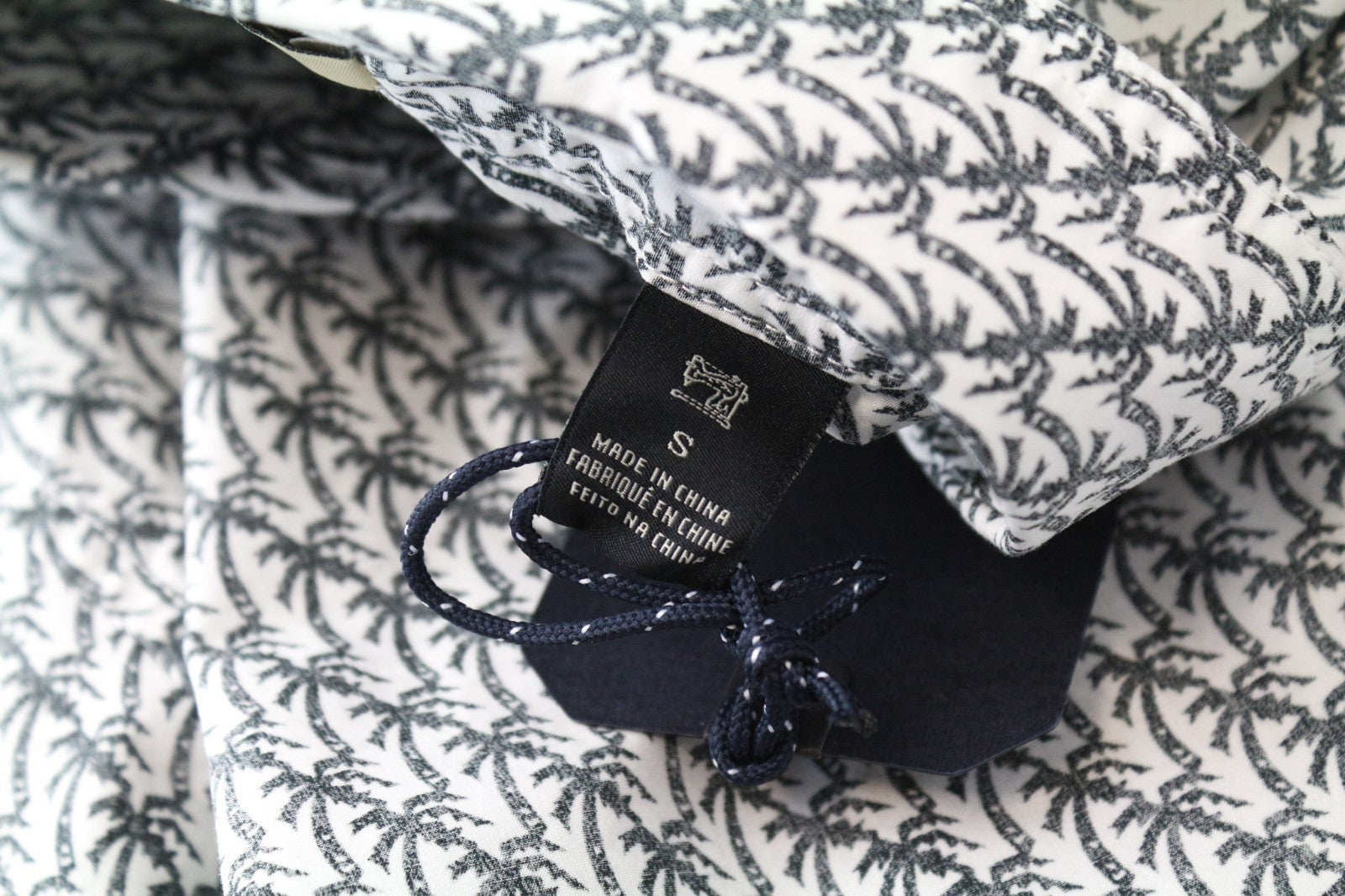 SCOTCH & SODA Ams Couture Men Shirt S White Black Palm Patterns Pure Cotton