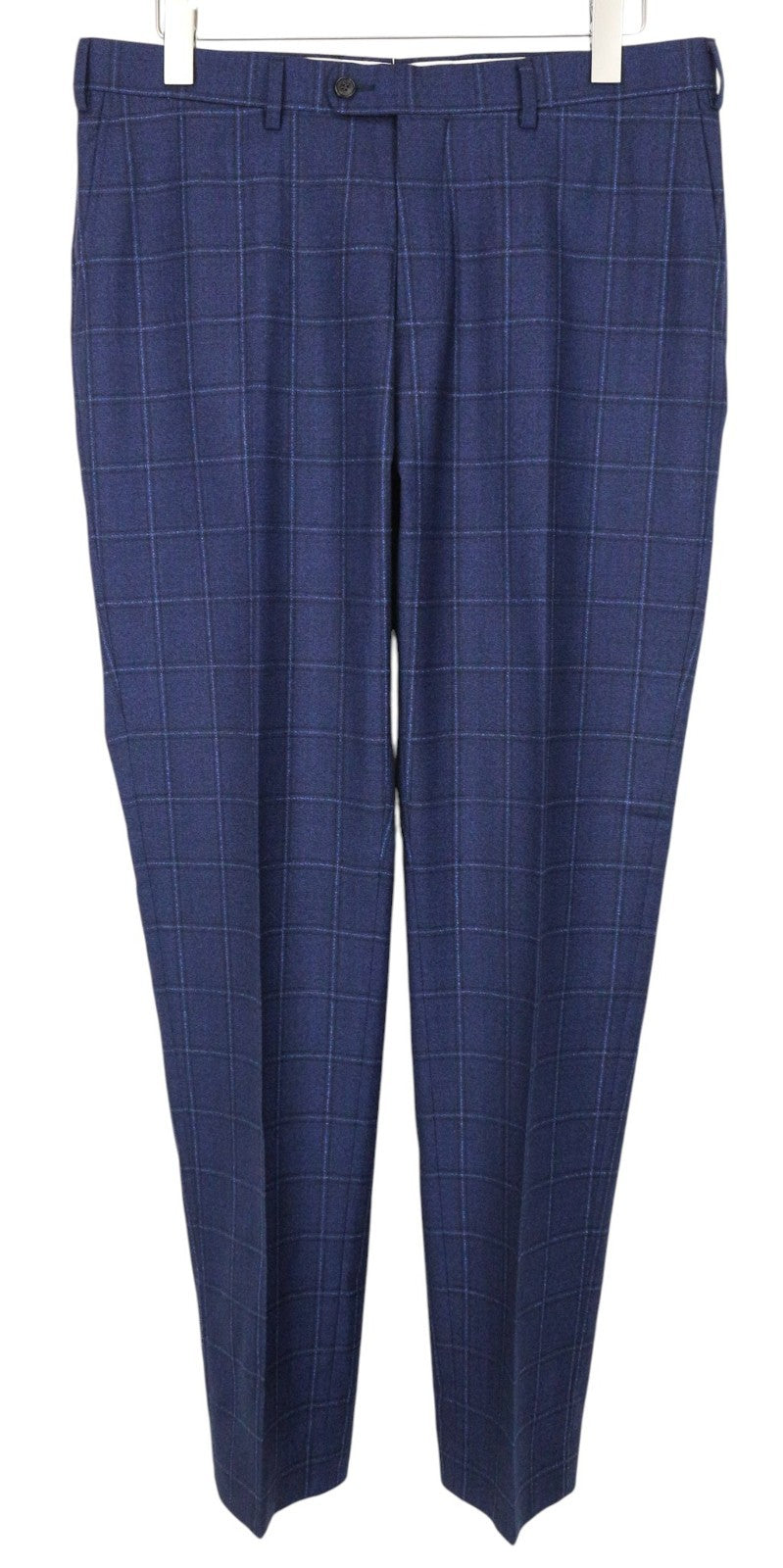 SUITSUPPLY Sienna Men Trousers UK42R Pure Wool Blue Checked Pattern Formal