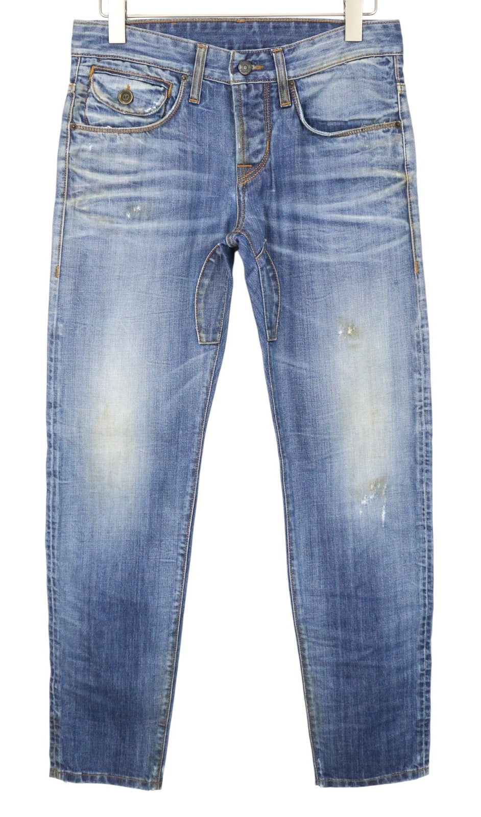 TAKESHY KUROSAWA Men Jeans W30 Slim Fit Blue Pure Cotton Washed Aged Look