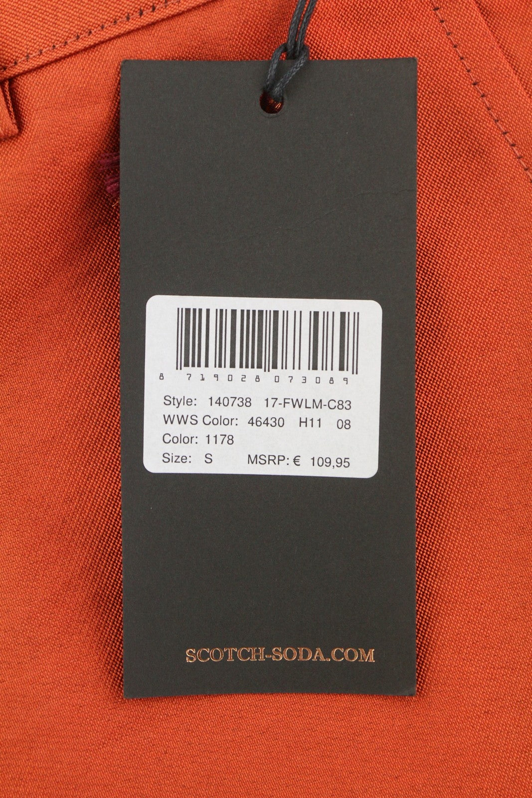 MAISON SCOTCH Women's Trousers S Orange Glossy Sideline Zip Slim Fit