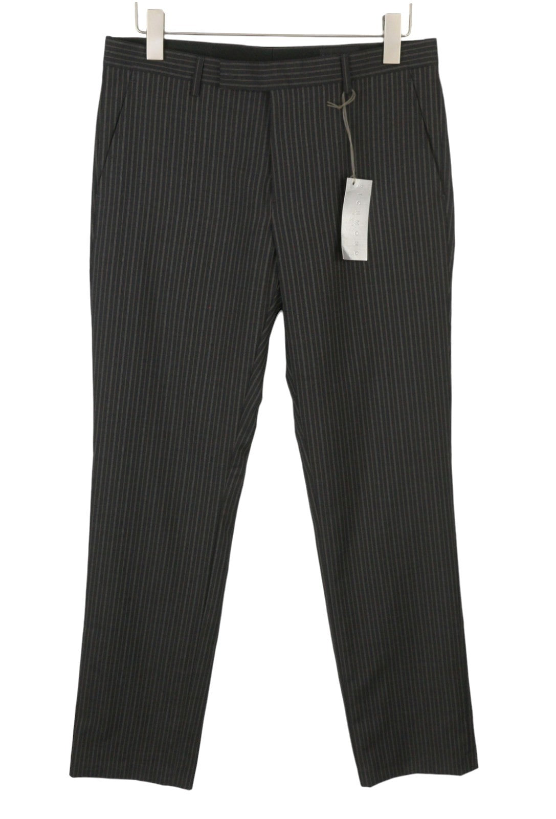 RICHMOND X Men's Trousers 48 / W33 Grey Melange Wool Tapered Pinstripe
