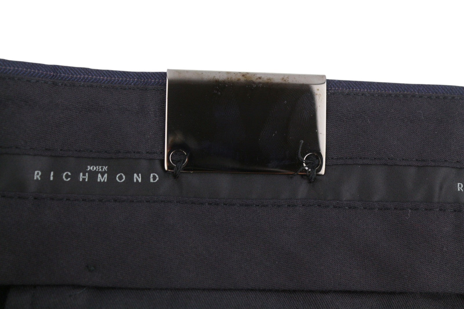 JOHN RICHMOND Women's Trousers EU44 / W33 Navy Pinstriped Wool Flare