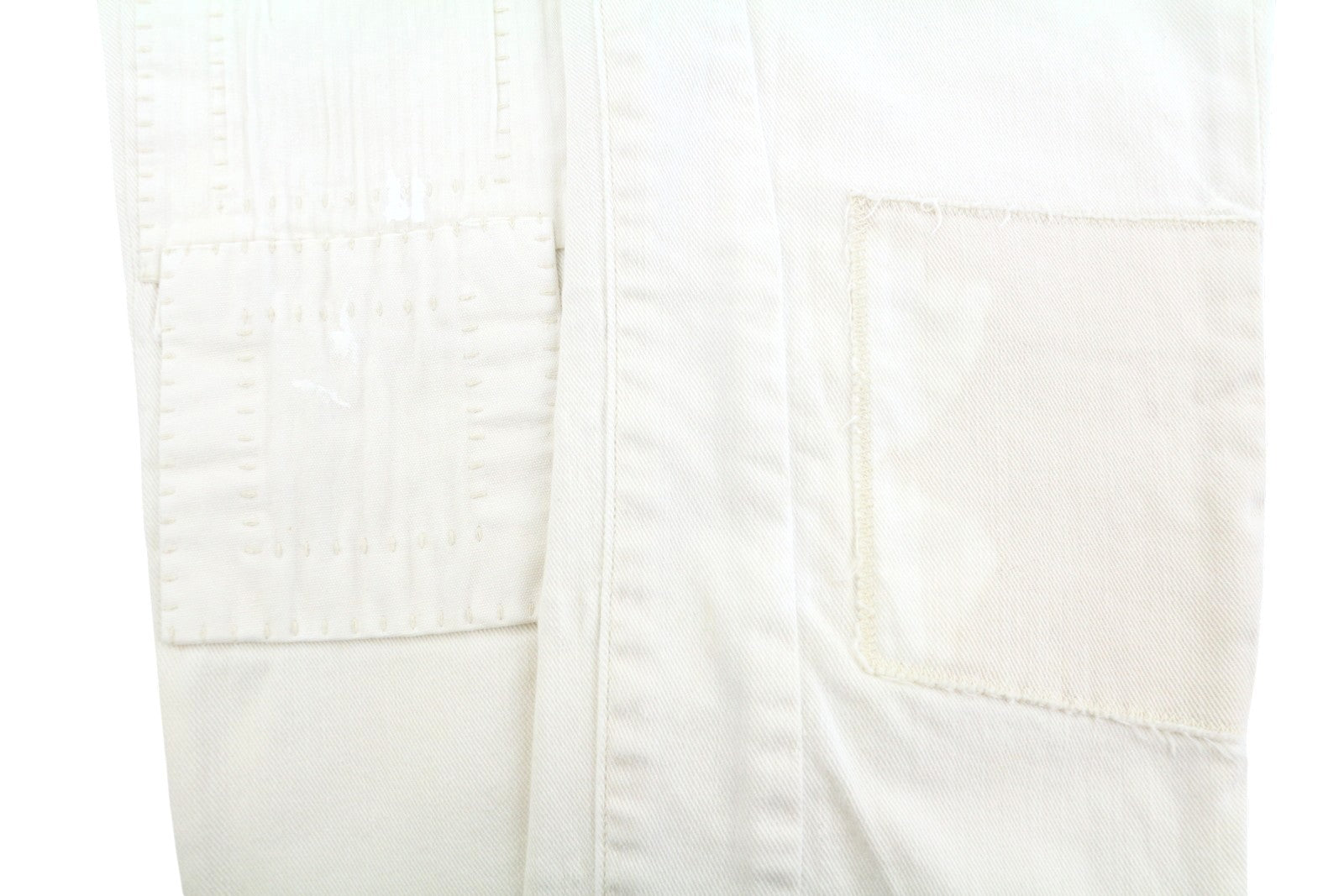 MAISON SCOTCH La Parisienne Women's Jeans W28 Ivory Skinny Distressed Patch