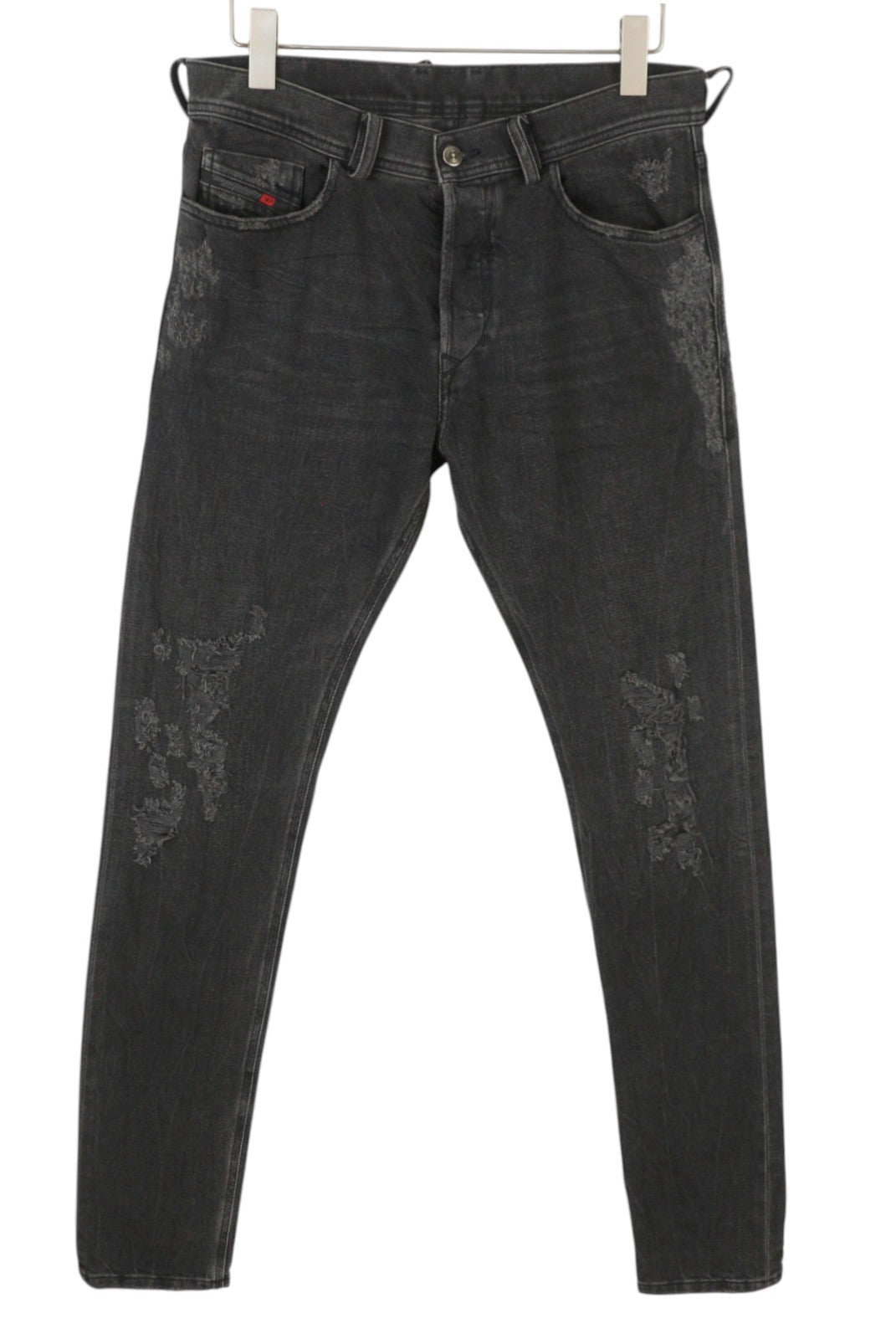 DIESEL Tepphar 085AJ Men's Jeans W32/L34 Black Slim Fit Whisker Distress