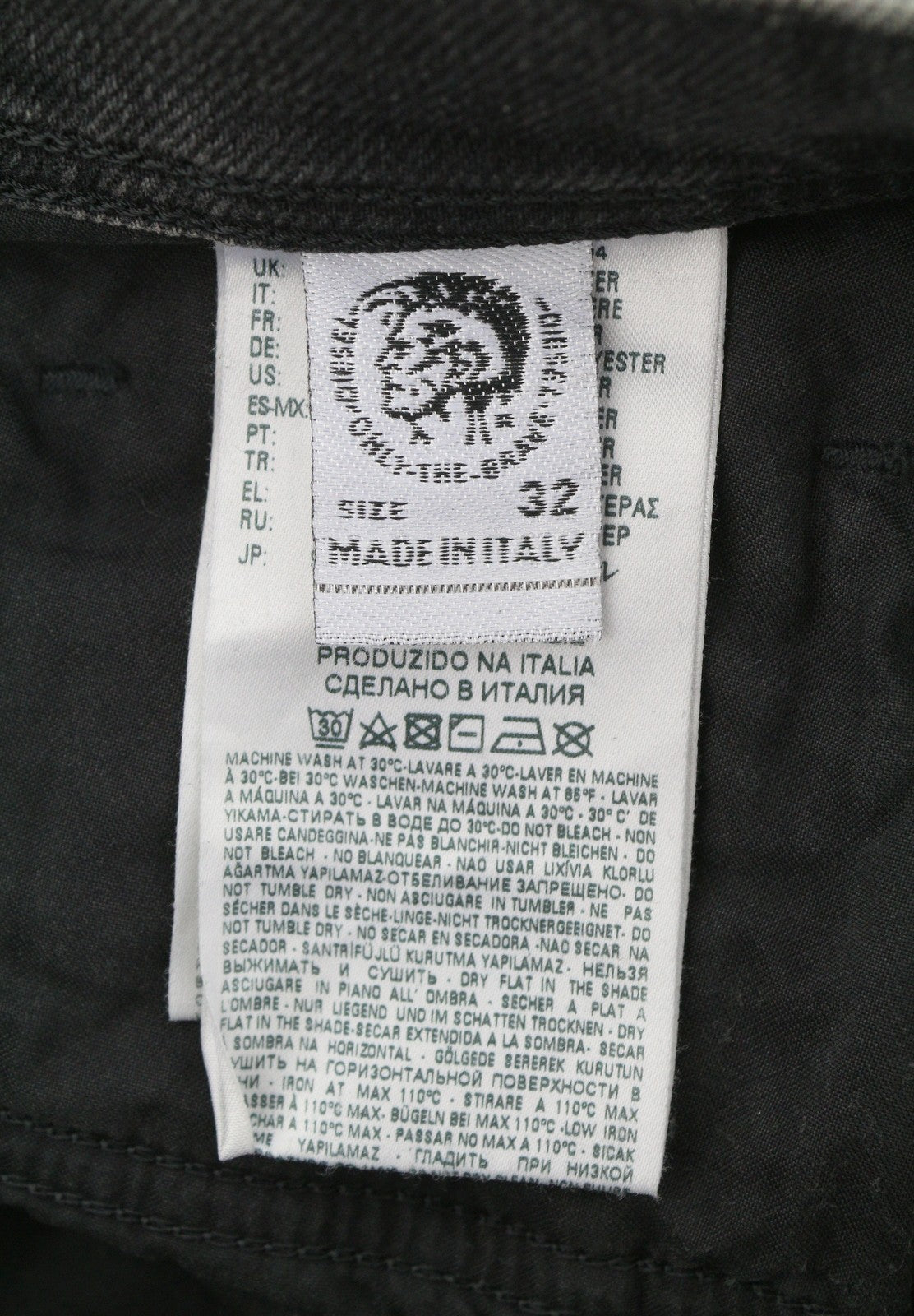 DIESEL Tepphar 085AJ Men's Jeans W32/L34 Black Slim Fit Whisker Distress