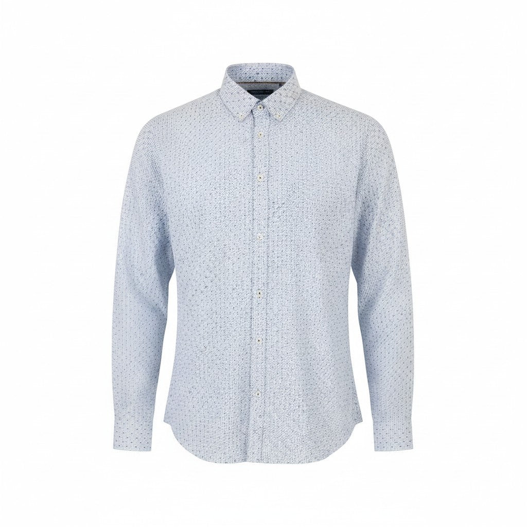 STATE OF ART Regular Fit Men's Shirt S White Print Button-Down Neck