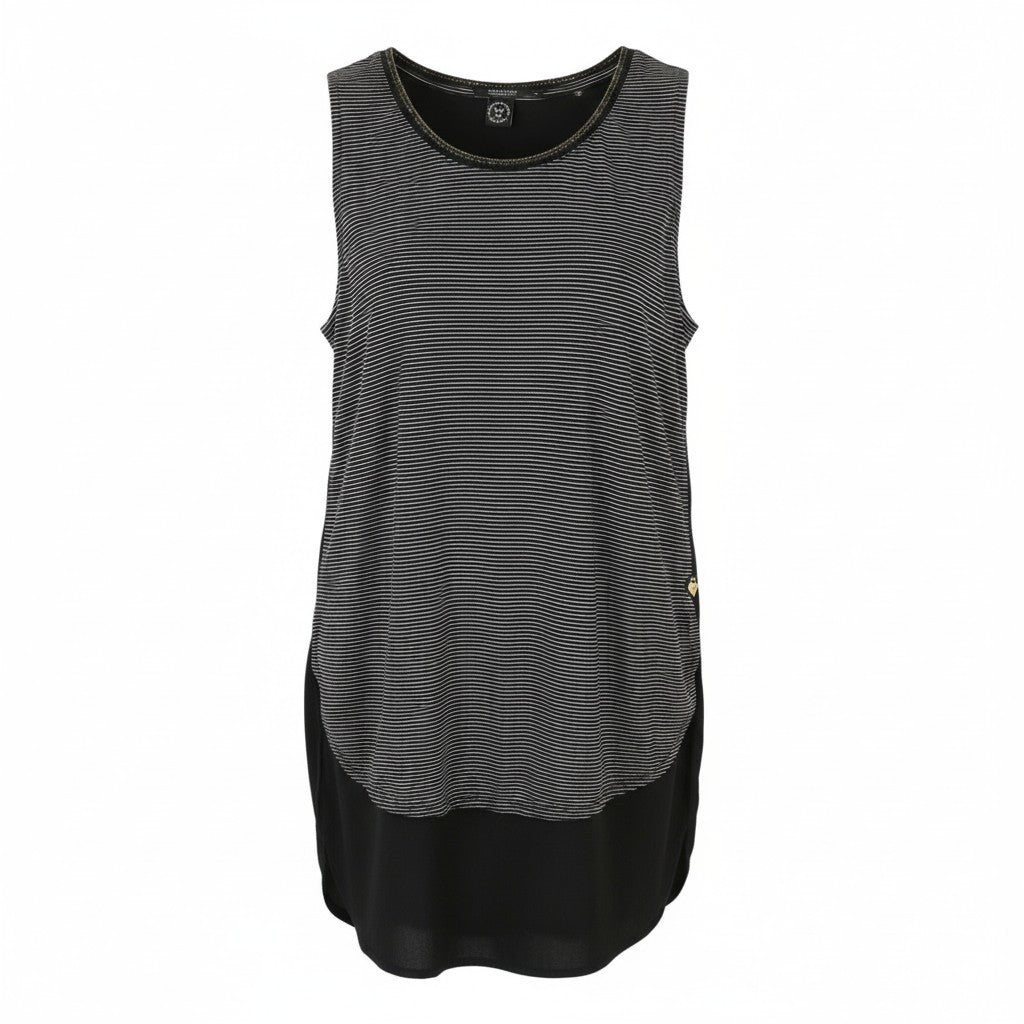 SCOTCH & SODA Women's T-Shirt S Black Stripe Sleeveless Long Back
