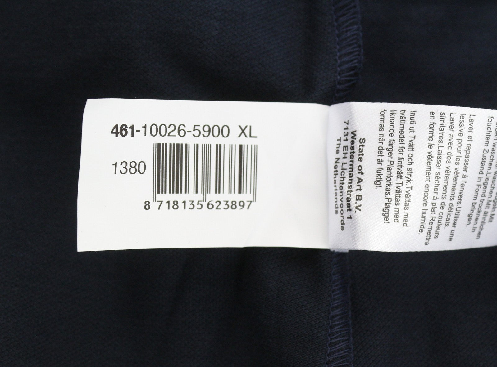 STATE OF ART Men's Polos XL Dark Blue Cotton Half Button Short Sleeve