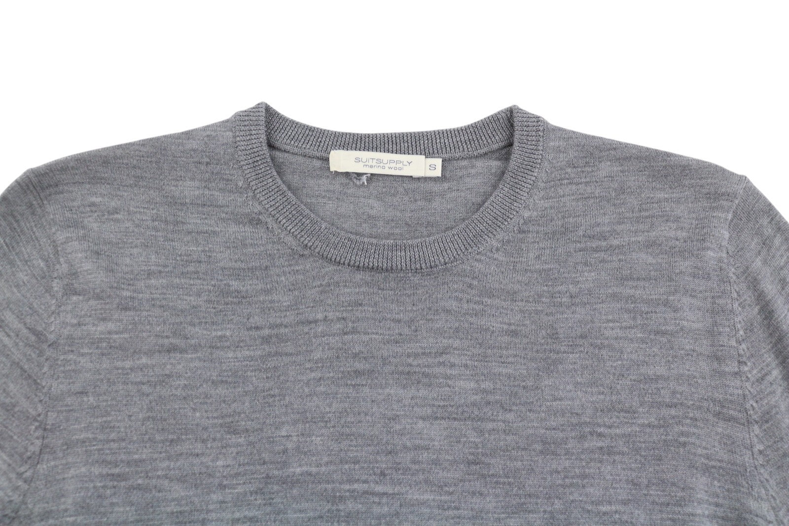 SUITSUPPLY Merino Wool Men's Jumper S Grey Melange Crew Knit Pull On