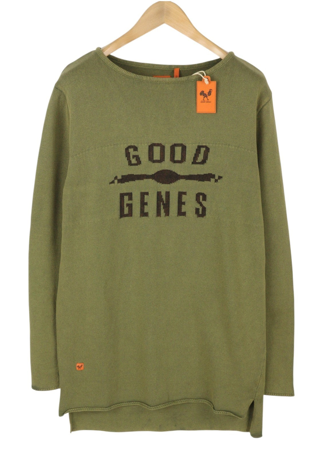 GOOD GENES Men's Jumper XL Olive Green Knit Long Back Pull On
